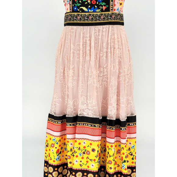 Vicky and Lucas Boho Multicolor Maxi Tiered Dress Size S Prairie Artsy Eclectic - Picture 7 of 11